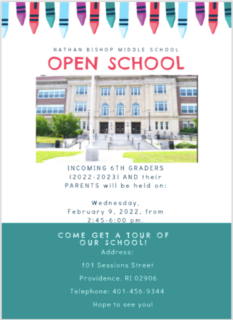 Open School Wednesday, February 9th 2"45-6:00 PM